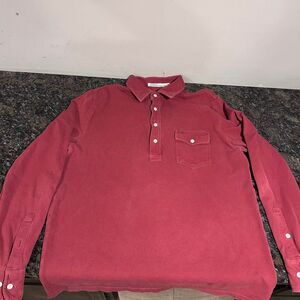Criquet Players Polo Long Sleeve Mens Shirt Large Burgandy